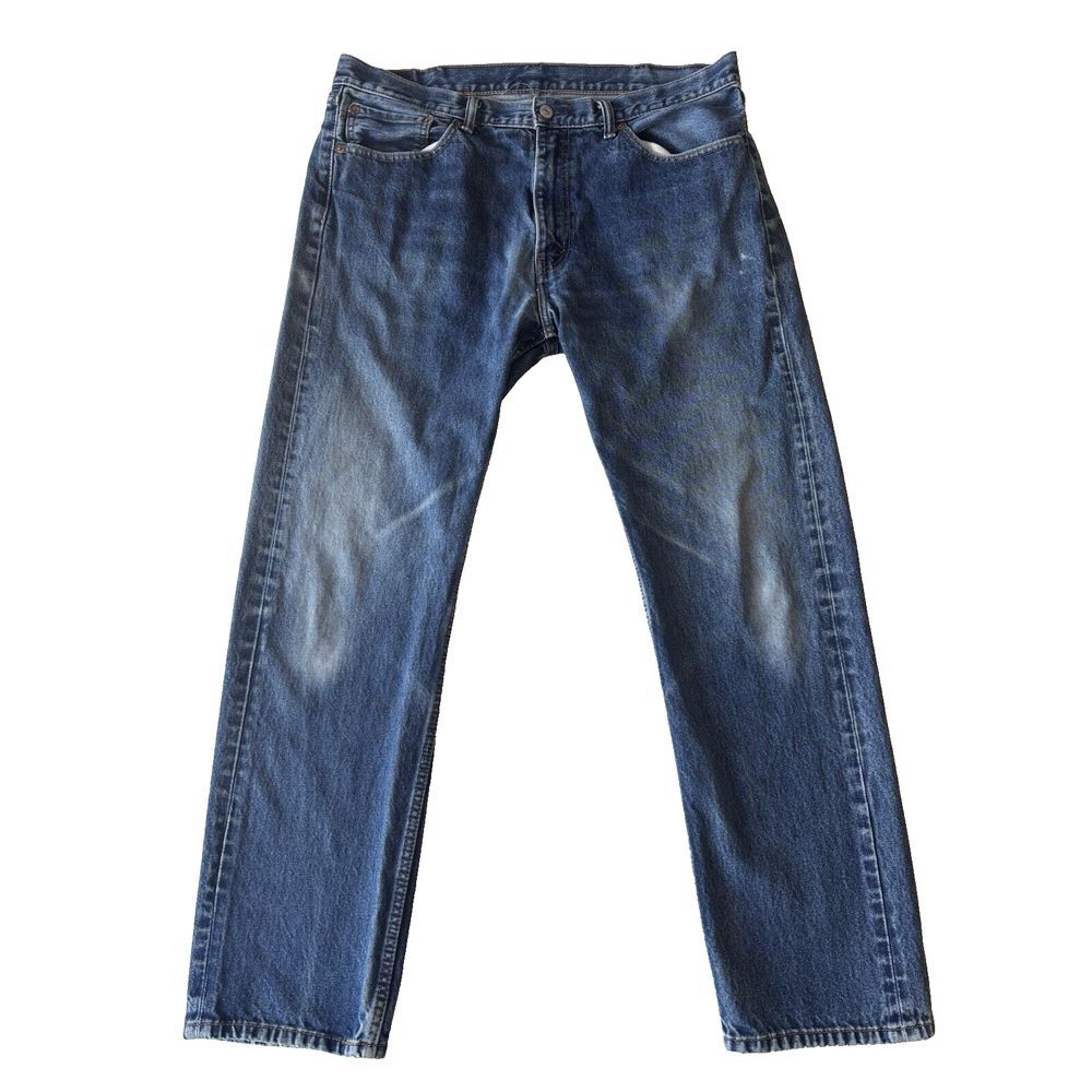 Levis 505 Jeans Mens 38x30 Tag 38x32 Blue Regular Fit Straight Medium Wash Denim